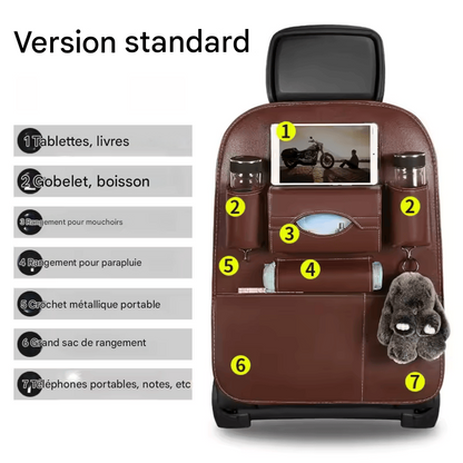 🏷️Organisateur de Rangement Dossier de Siège Voiture 1/2 – Universel en Cuir PU, Boîte de Rangement Multifonction, Poche de Rangement Auto