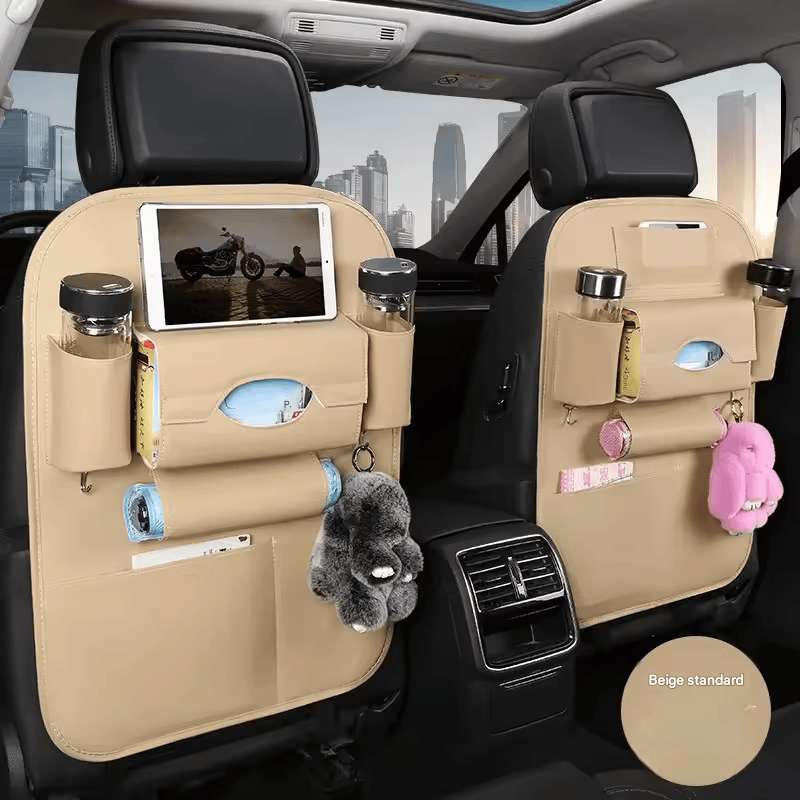 🏷️Organisateur de Rangement Dossier de Siège Voiture 1/2 – Universel en Cuir PU, Boîte de Rangement Multifonction, Poche de Rangement Auto