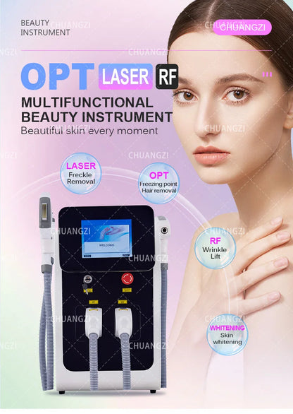 3in1 Ipl Laser Professional hair removal Machines OPT Pico nd yag Q-Switch Laser epilator Spot wrinkle remove red blood Machine
