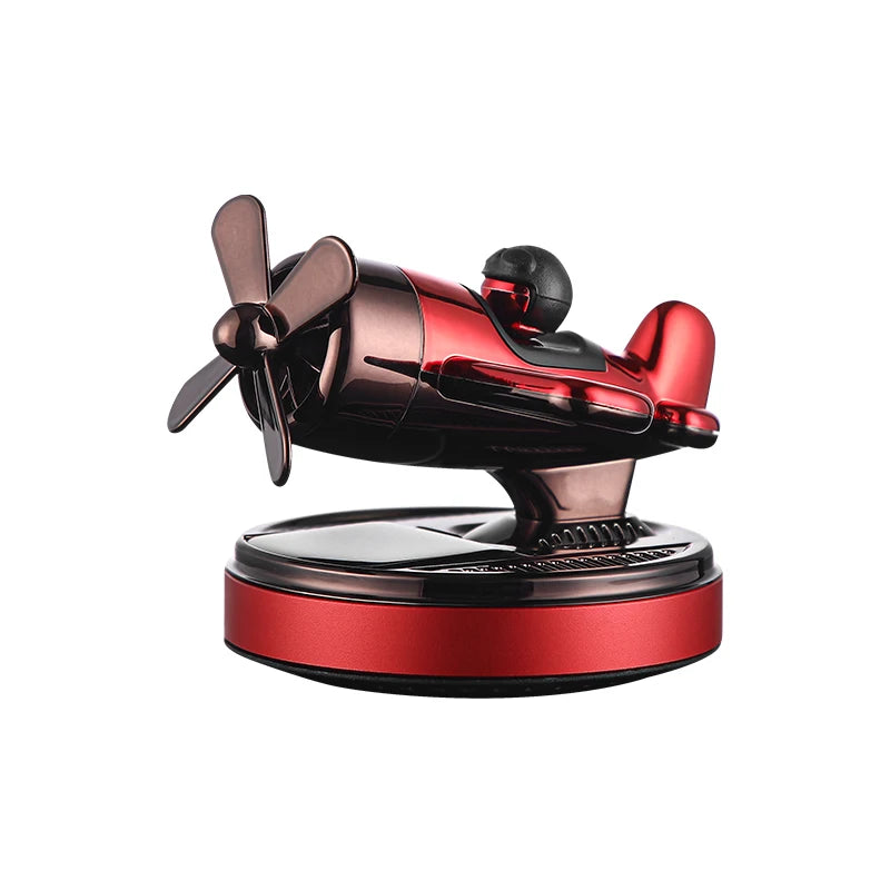 Solar Car Air Freshener Auto Parts Interior Aromatreatment Decoration Propeller Rotating Fighter Modelling Perfume Diffuser