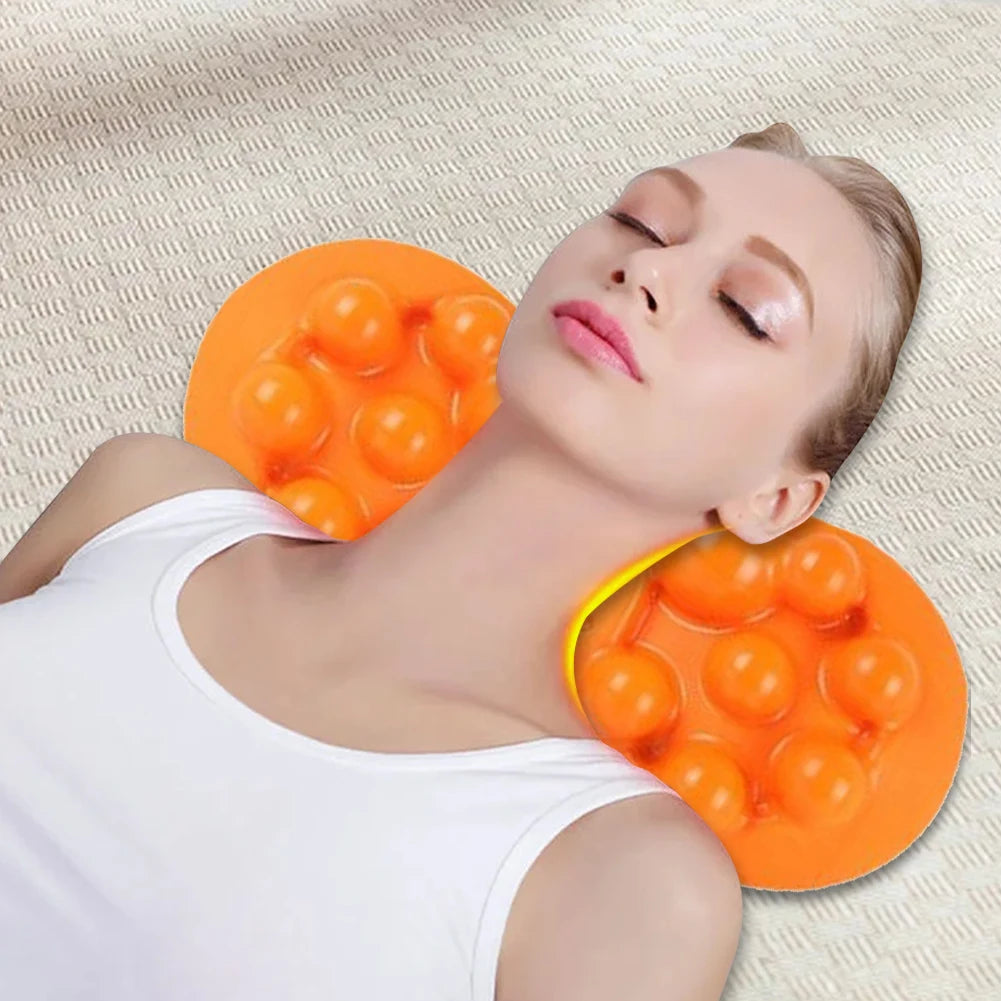 Cervical Traction Device Ergonomic Trigger Point Massager Tool Portable Cervical Spine Massage Pillow for Neck Shoulder Back