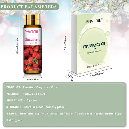 PHATOIL 10ml Sweet Fruity Fragrance Oil For Aromatherapy DIY Candle Cherry Apple Strawberry Mango Coconut Fragrance Aroma Oils