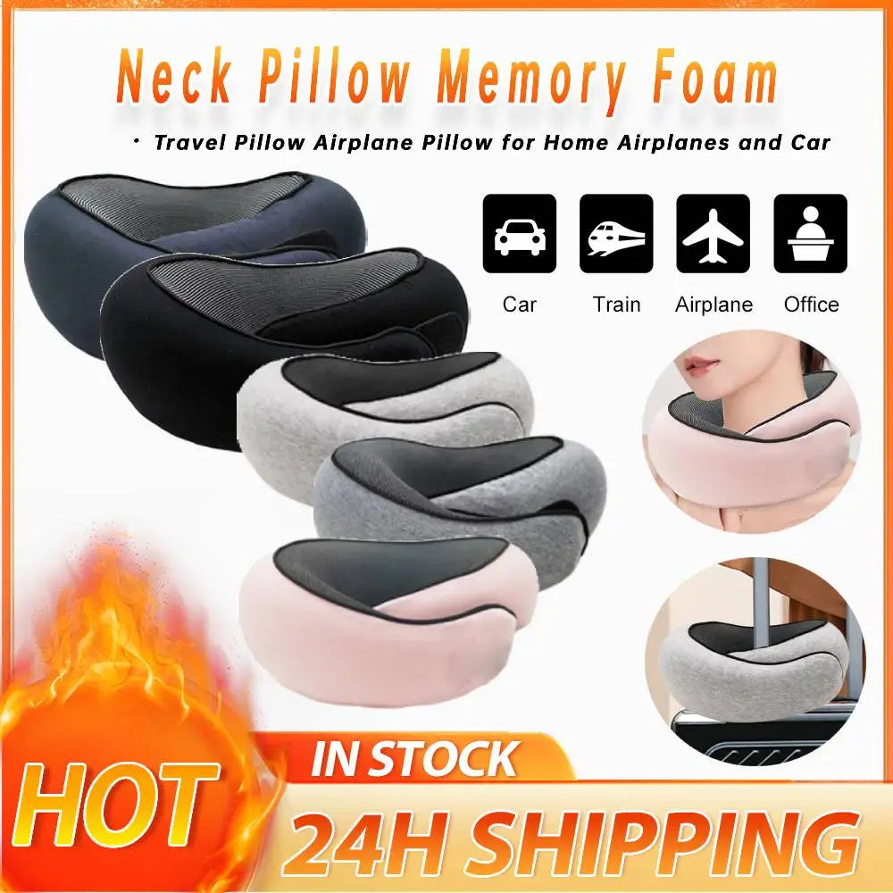 Airplane Pillow Memory Foam Chin Support Pillow Soft Travel Neck Pillow with 360-Degree Head Support for Home Airplanes and Car