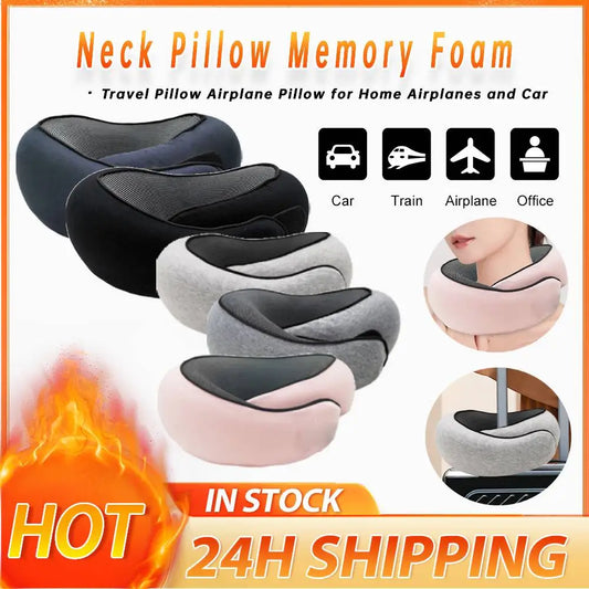 Airplane Pillow Memory Foam Chin Support Pillow Soft Travel Neck Pillow with 360-Degree Head Support for Home Airplanes and Car
