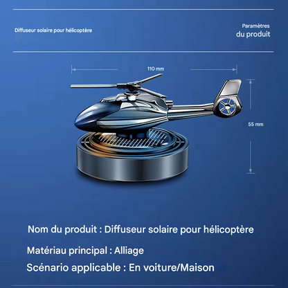 Désodorisant de Voiture Hélicoptère Solaire – Diffuseur de Parfum Rotatif avec Hélice | Accessoire de Décoration Intérieure Auto | Parfum Longue Durée