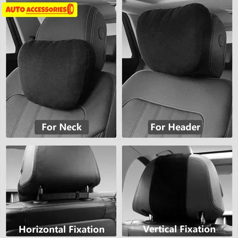 🏷️Coussin Appuie-Tête Voiture Style Maybach – Ultra Doux en Daim, Confort Cervical Universel, 30×20 cm, pour Conduite & Longs Trajets