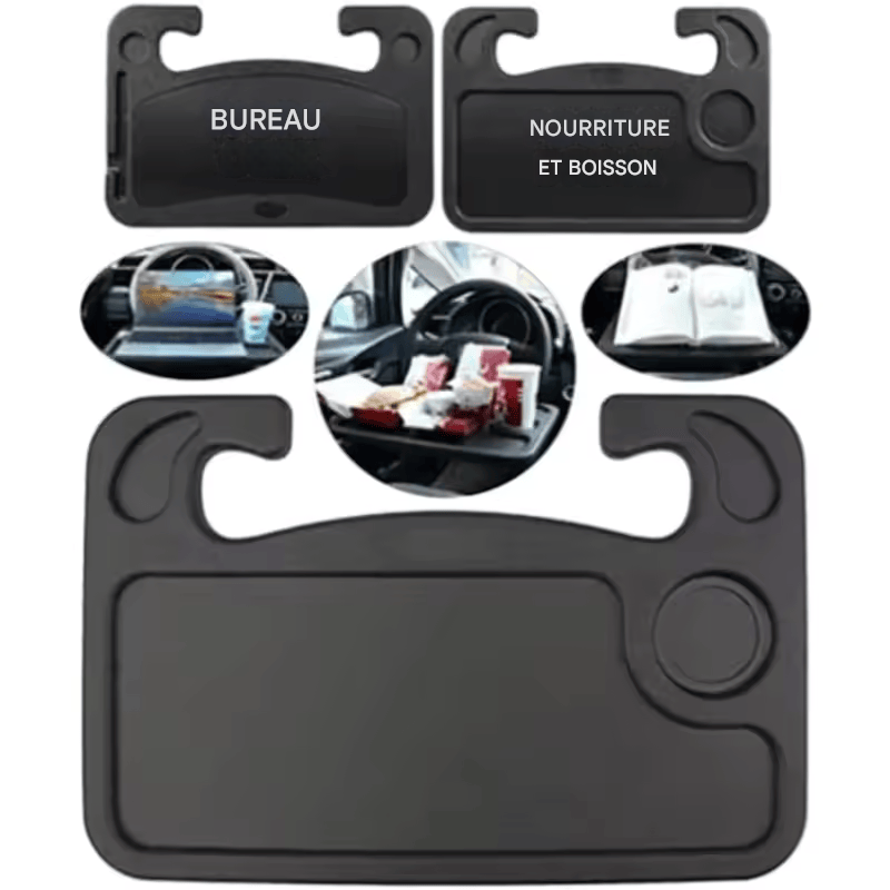 🏷️Tablette de Voiture Multifonction – Plateau de Volant pour Ordinateur Portable, Repas ou Boisson, Support Portable pour Voiture