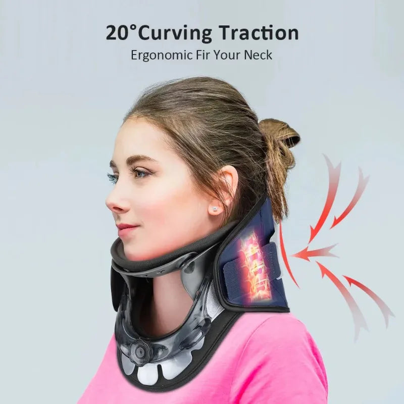 Inflatable Neck Cervical Traction Device Adjustable Spine Correction Collar Air Pump Neck Stretching Support Brace Pain Relief