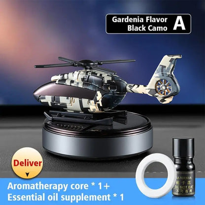 Car Air Freshener Solar Automatic Rotation Camouflage Helicopter Dashboard Fragrance Long Lasting Fragrant Car Interior Decor