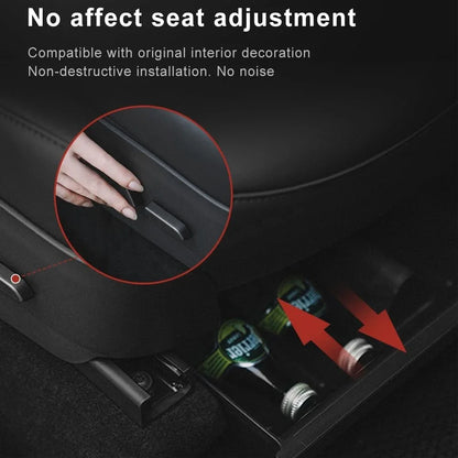 Front Under Seat Storage Box for Tesla Model Y Model X 2020-2024 Accessories Under Seat Storage Box ABS+TPE Double Hidden