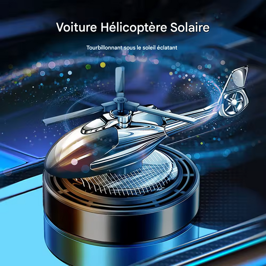 Désodorisant de Voiture Hélicoptère Solaire – Diffuseur de Parfum Rotatif avec Hélice | Accessoire de Décoration Intérieure Auto | Parfum Longue Durée