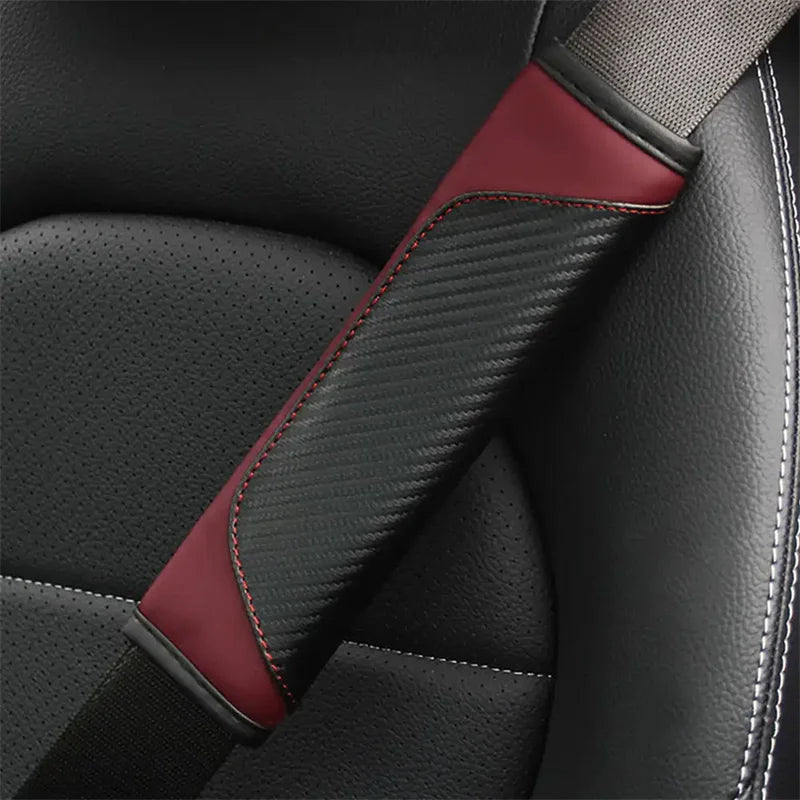 🏷️Protège-ceinture en cuir PU carbone – 1 ou 2 pièces | Rembourrage confort antidérapant pour ceinture de sécurité | WUINMG