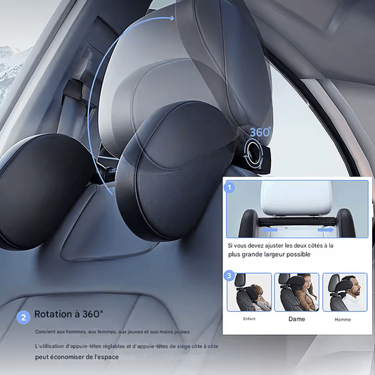 🏷️Appuie-tête Latéral ROOLAEFOO – Coussin de Cou pour Siège Passager, Repose-Tête pour Longs Trajets Auto