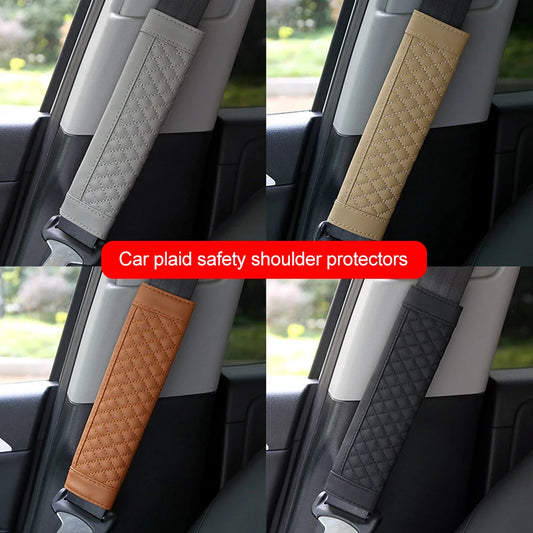 Car Safety Belt Shoulder Strap Cover Breathable PU Leather Seat Belt Padding Pad Protection Car Interior Accessories