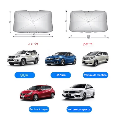 🏷️Pare-soleil Parapluie pour Voiture – Protection Intérieure Pare-Brise Été Anti-UV, Anti-Chaleur, Pliable et Universel