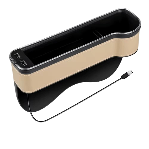 Organiseur de siège à fente pour véhicule, porte-cartes, téléphone, bouteille, gobelet, boîte de rangement pour voiture avec 2 chargeurs USB, LED colorée pour espace de siège