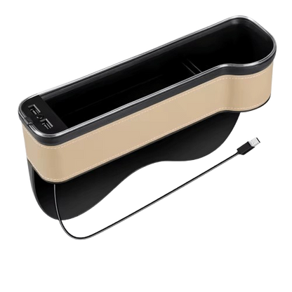Organiseur de siège à fente pour véhicule, porte-cartes, téléphone, bouteille, gobelet, boîte de rangement pour voiture avec 2 chargeurs USB, LED colorée pour espace de siège