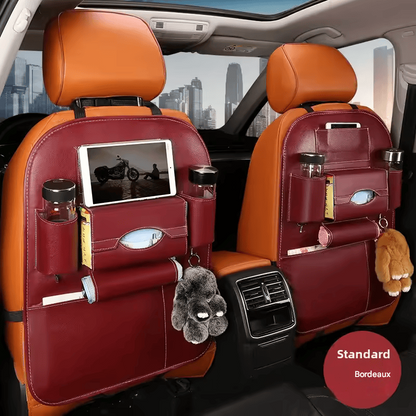 🏷️Organisateur de Rangement Dossier de Siège Voiture 1/2 – Universel en Cuir PU, Boîte de Rangement Multifonction, Poche de Rangement Auto
