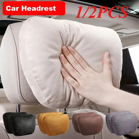 🏷️Coussin Appuie-Tête Voiture Style Maybach – Ultra Doux en Daim, Confort Cervical Universel, 30×20 cm, pour Conduite & Longs Trajets