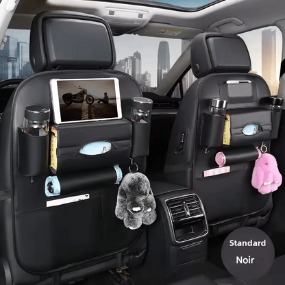 🏷️Organisateur de Rangement Dossier de Siège Voiture 1/2 – Universel en Cuir PU, Boîte de Rangement Multifonction, Poche de Rangement Auto