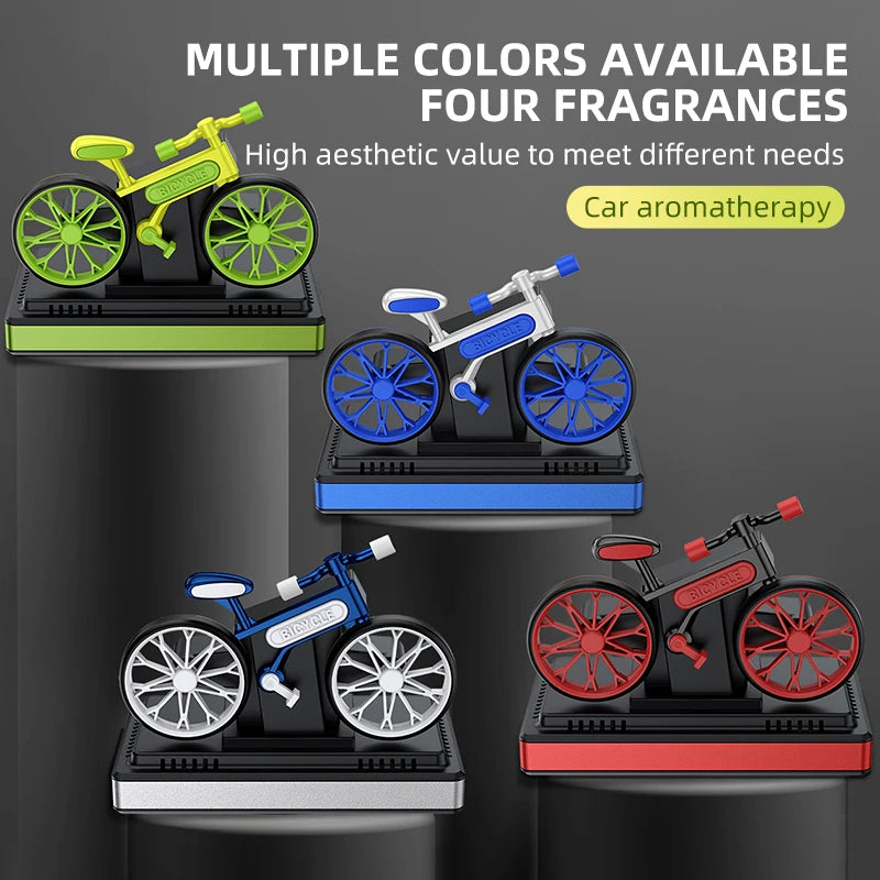 Solar car air fresheners rotating bicycle decoration bike diffuser perfume accessories energy power aroma ornament fragrance fun