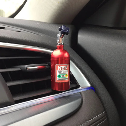 Désodorisant Voiture Citron – Parfum Gel 3g en Bouteille NOS | Clip de Ventilation | Matériau Alliage + Plastique | Compact, Rechargeable, Design Racing