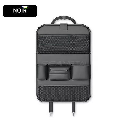 🏷️SEAMETAL Sac de Rangement pour Dossier de Siège Auto – Cuir PU Imperméable, Tablette Pliable, Grande Capacité