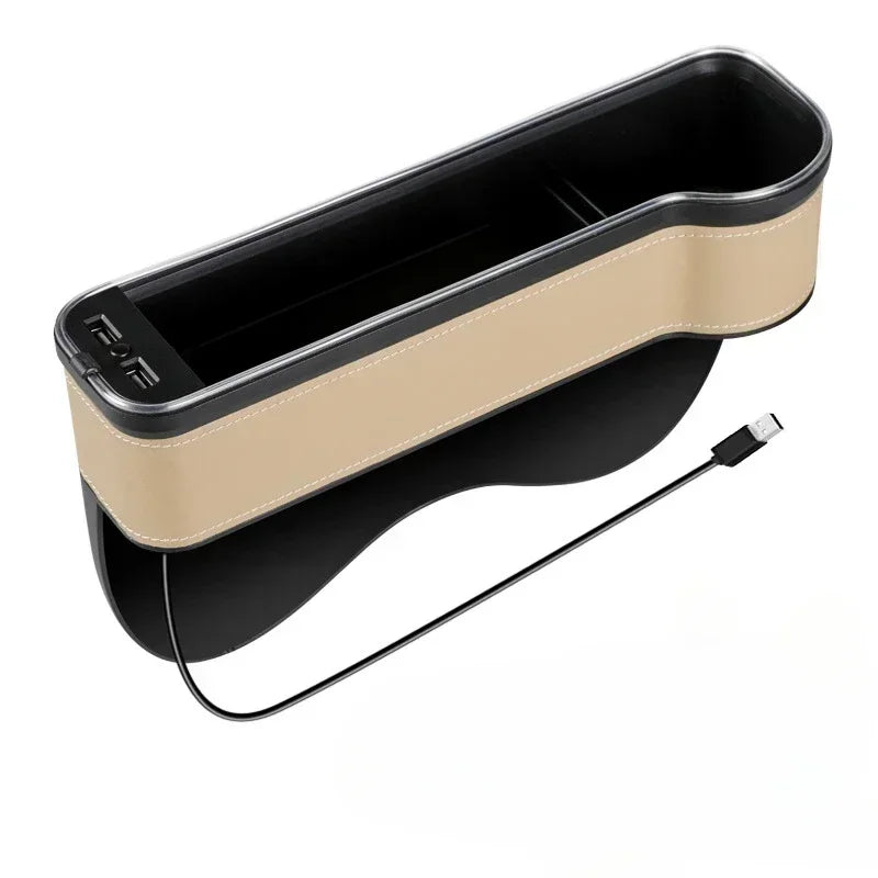 🏷️Boîte de Rangement pour Siège Auto avec Charge Rapide USB et Éclairage RGB 7 Couleurs – Organiseur Multifonction en Similicuir