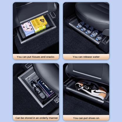 Under Seat Storage Box for Tesla Model Y 2020-2024 Centrol Console Organizer Accessories Underseat Hidden Store Space Bin