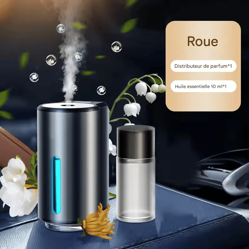 Diffuseur d’Arômes Intelligent pour Voiture – Purificateur d’Air avec Trois Niveaux Réglables & Fonction Humidificateur aux Huiles Essentielles