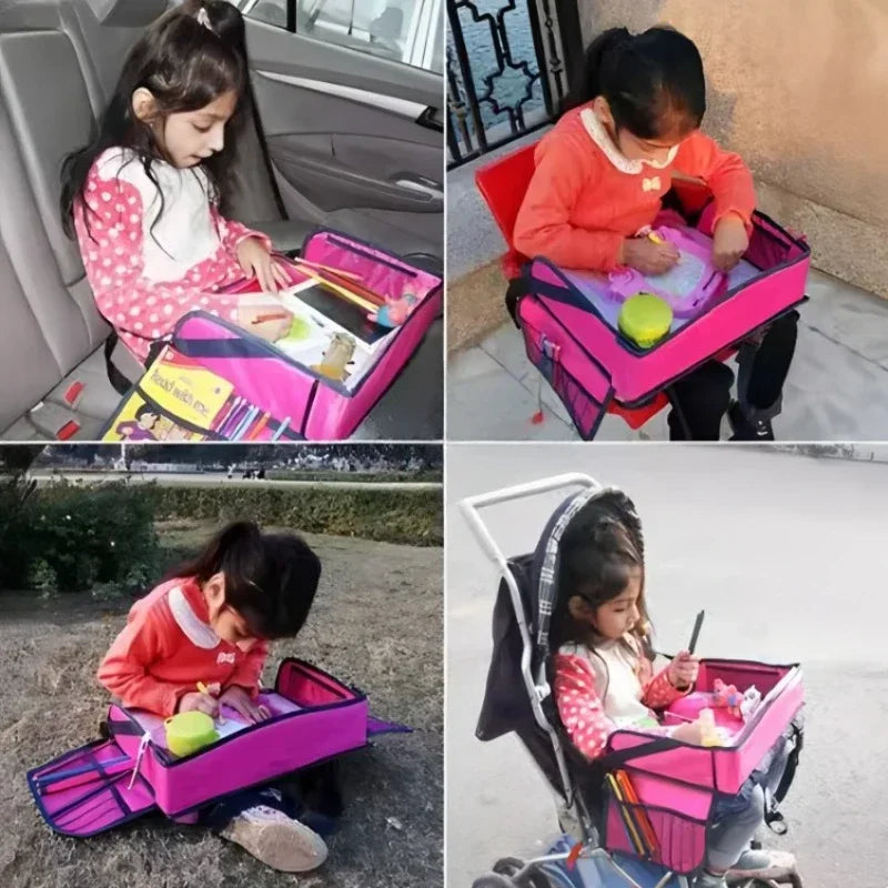 Children's Waterproof Car Seat Storage Table Student Writing Desk Baby Stroller Toy Food Storage Rack New Style Seat Tray