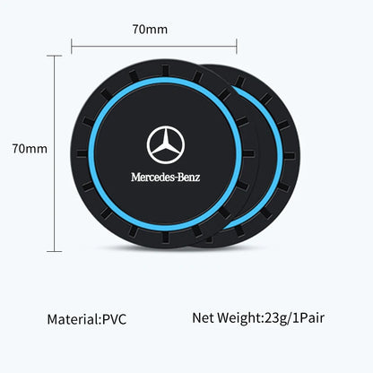 2Pcs Car Silicone Coaster Anti-Slip Water Cup Drink Mat For Mercedes Benz AMG W204 W203 W205 W211 W212 W213 W201 W210 W124 W126