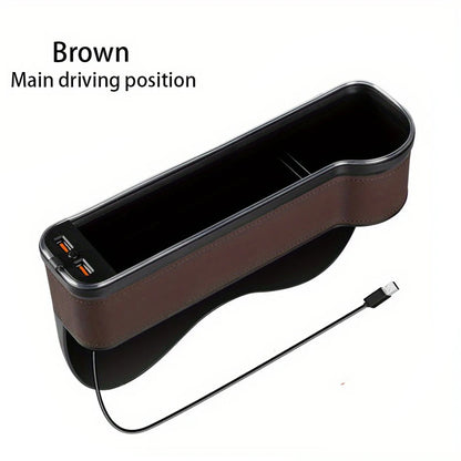 Car Seat Gap Filler Cup Holder Color Change Changing LED Car Crevice Storage Organizer Box With 2USB Charger Car Accessories
