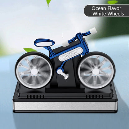 Solar car air fresheners rotating bicycle decoration bike diffuser perfume accessories energy power aroma ornament fragrance fun