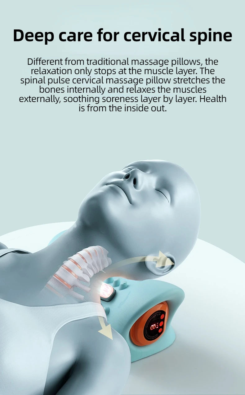 Electric Neck Stretcher Pulse Cervical Traction Relax Heating Cervical Chiropractic Traction Pillow Neck Head Acupoint Massage