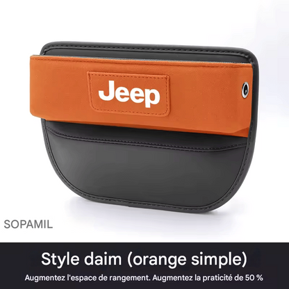 Organisateur Multifonction en Suédine pour Fente de Siège – Compatible Jeep Wrangler, Grand Cherokee, Renegade, Compass, Gladiator, Patriot, Commander
