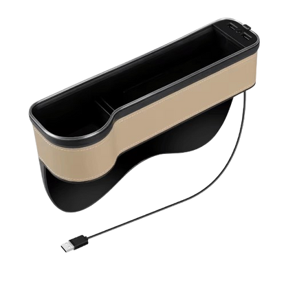 Organiseur de siège à fente pour véhicule, porte-cartes, téléphone, bouteille, gobelet, boîte de rangement pour voiture avec 2 chargeurs USB, LED colorée pour espace de siège