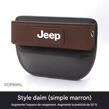 Organisateur Multifonction en Suédine pour Fente de Siège – Compatible Jeep Wrangler, Grand Cherokee, Renegade, Compass, Gladiator, Patriot, Commander