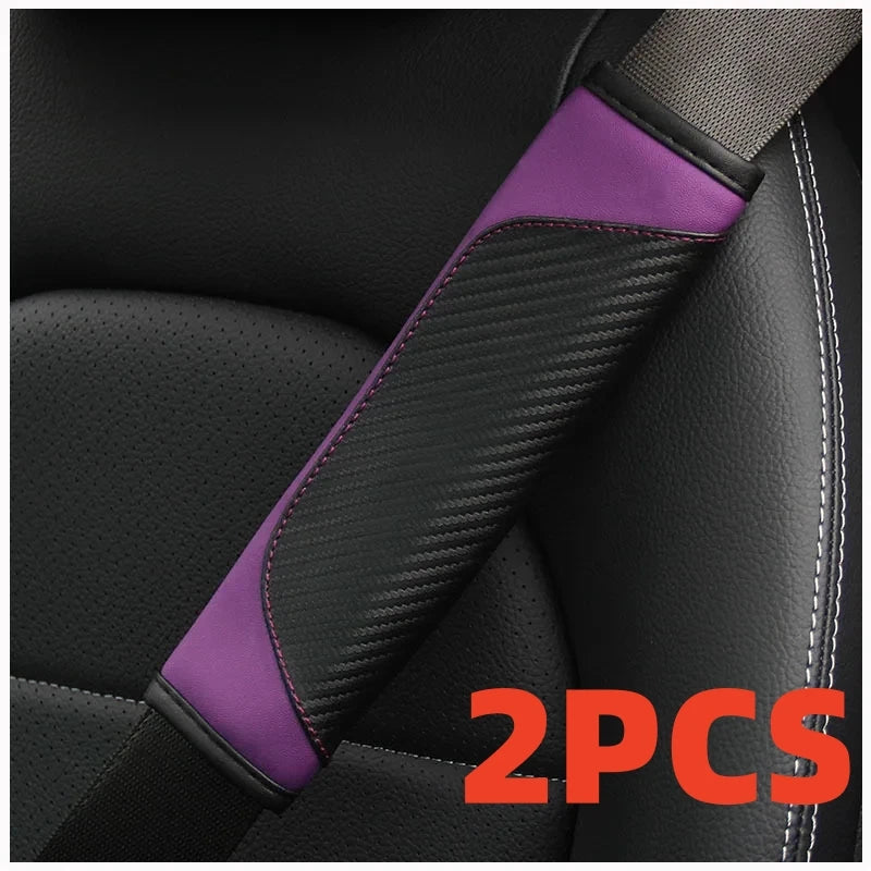 🏷️Protège-ceinture en cuir PU carbone – 1 ou 2 pièces | Rembourrage confort antidérapant pour ceinture de sécurité | WUINMG
