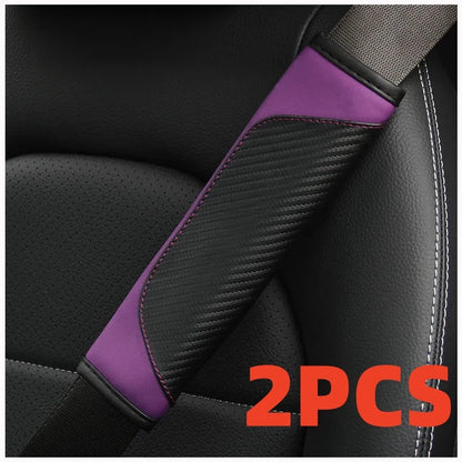 🏷️Protège-ceinture en cuir PU carbone – 1 ou 2 pièces | Rembourrage confort antidérapant pour ceinture de sécurité | WUINMG