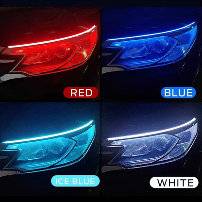 2Pcs 12V Led Guide Strip Headlight for Car Daytime Running Lights Turn Signal Bulb DRL Sequential Switchback 30cm/45cm/60cm