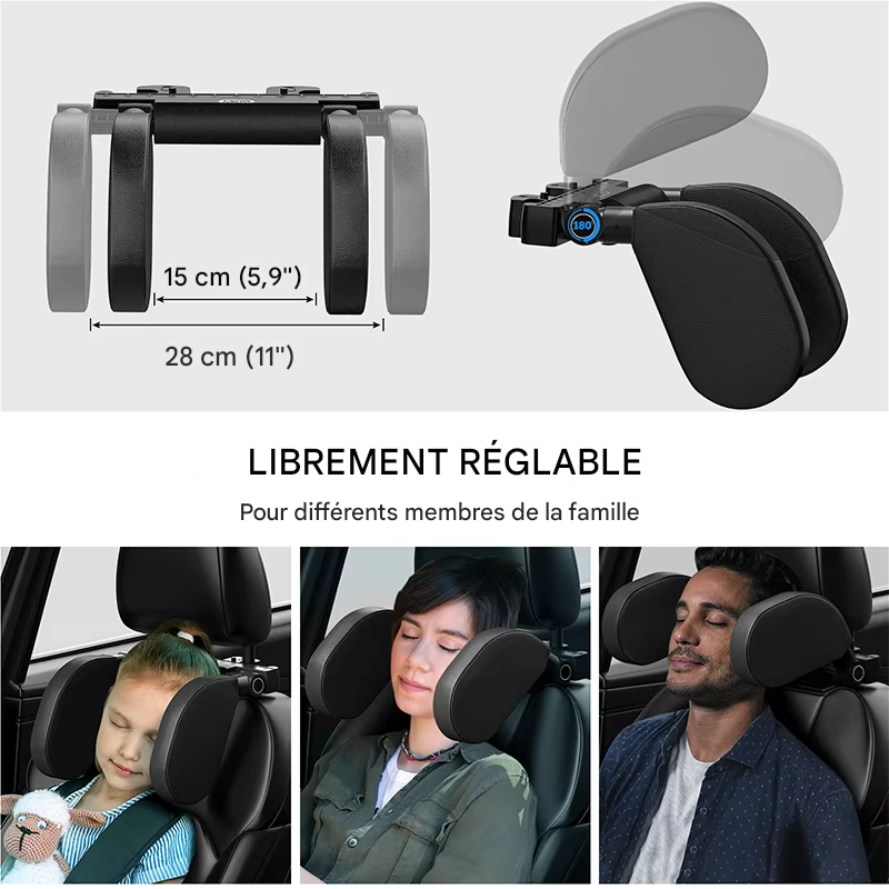 🏷️Appui-tête latéral réglable pour siège auto – Support cervical télescopique pour adultes et enfants – Coussin en U ergonomique