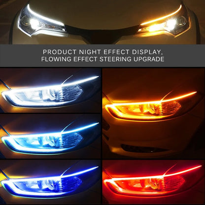 2pcs 24V LED DRL Car Daytime Running Light Flexible Waterproof Strip Auto Headlights White Turn Signal Yellow Brake Flow Lights