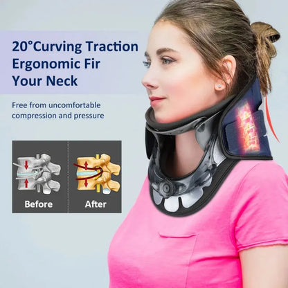 Inflatable Neck Cervical Traction Device Adjustable Spine Correction Collar Air Pump Neck Stretching Support Brace Pain Relief