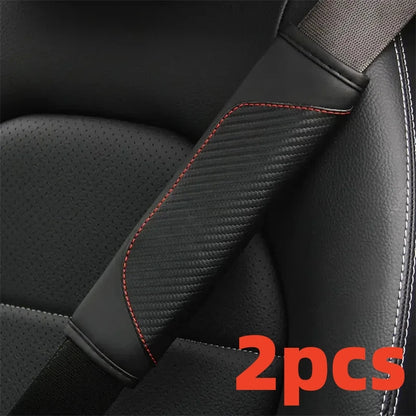🏷️Protège-ceinture en cuir PU carbone – 1 ou 2 pièces | Rembourrage confort antidérapant pour ceinture de sécurité | WUINMG
