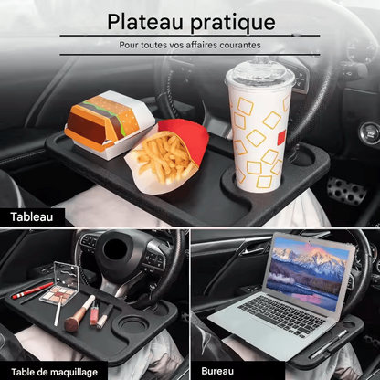 🏷️Tablette de Voiture Multifonction – Plateau de Volant pour Ordinateur Portable, Repas ou Boisson, Support Portable pour Voiture