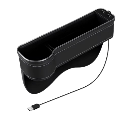 Organiseur de siège à fente pour véhicule, porte-cartes, téléphone, bouteille, gobelet, boîte de rangement pour voiture avec 2 chargeurs USB, LED colorée pour espace de siège