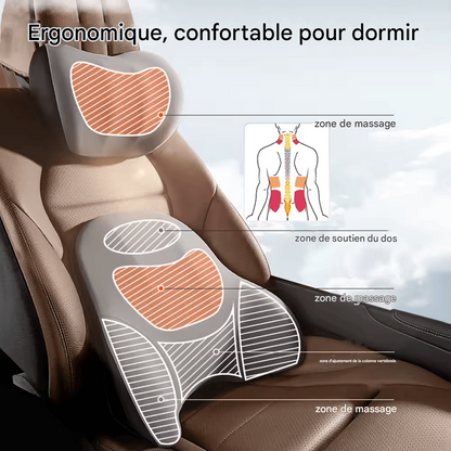 🏷️Coussin Massant Électrique Voiture – Appui-Tête et Soutien Lombaire Vibrant pour Siège Auto, LIVIAUTOLIFE