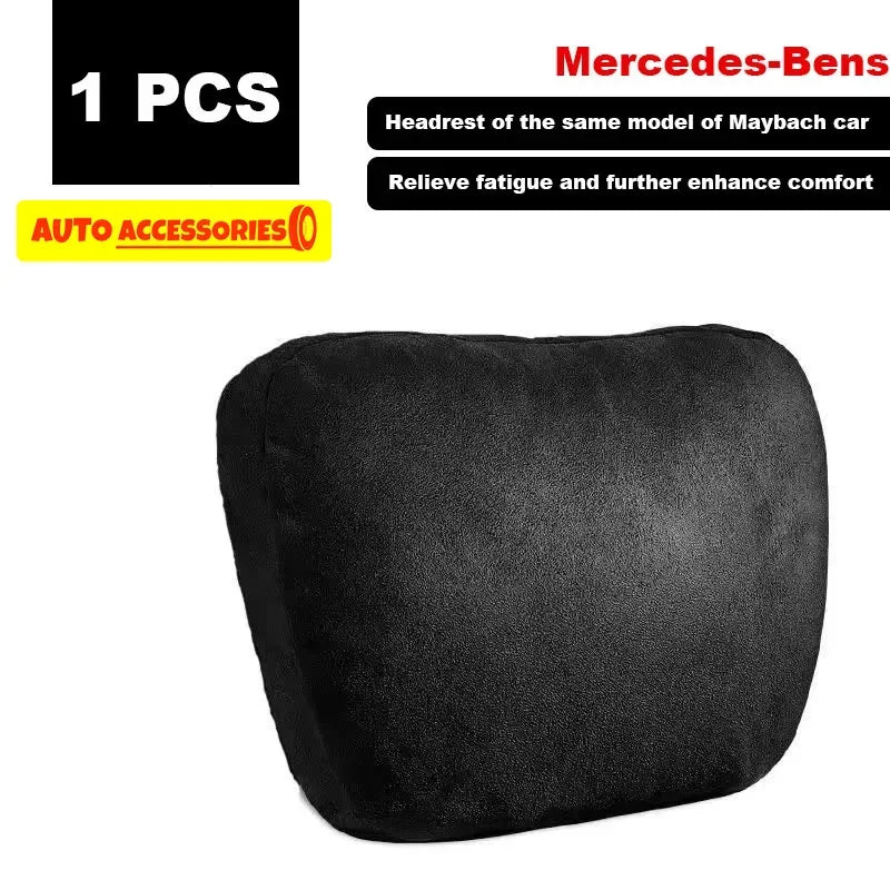 🏷️Coussin Appuie-Tête Voiture Style Maybach – Ultra Doux en Daim, Confort Cervical Universel, 30×20 cm, pour Conduite & Longs Trajets