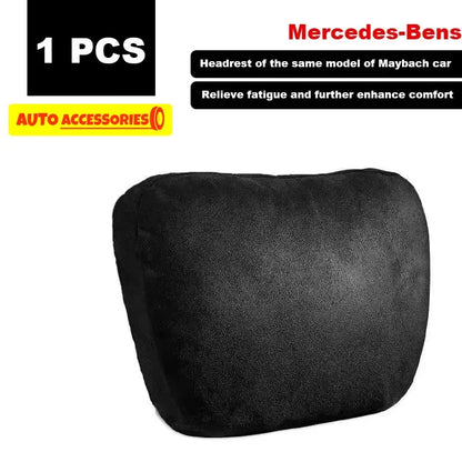 🏷️Coussin Appuie-Tête Voiture Style Maybach – Ultra Doux en Daim, Confort Cervical Universel, 30×20 cm, pour Conduite & Longs Trajets